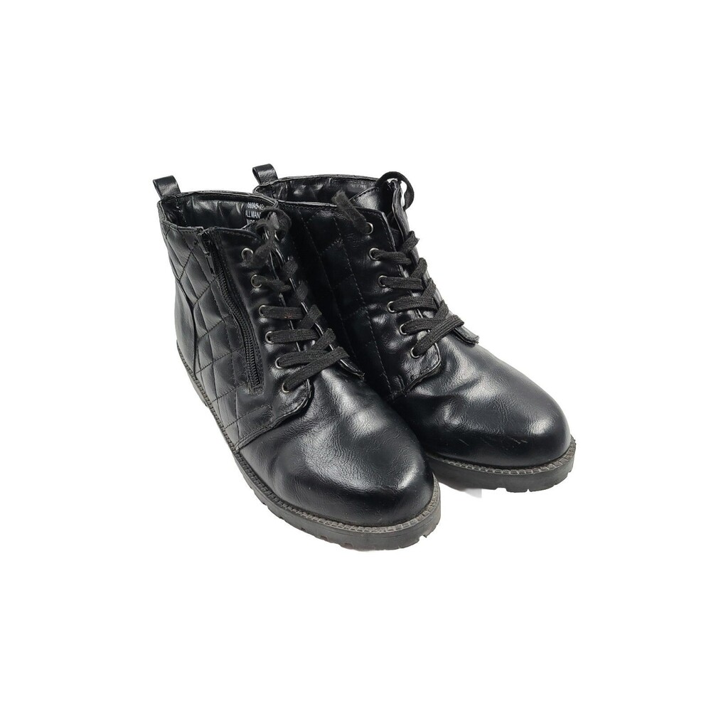 Angel Steps Black Quilt Bootie Womens Size  9.5 M Zip Or Lace Up Ankle Boots